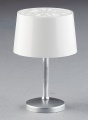Kahlert Tischlampe mit Metallfuß silber und Schirm weiß